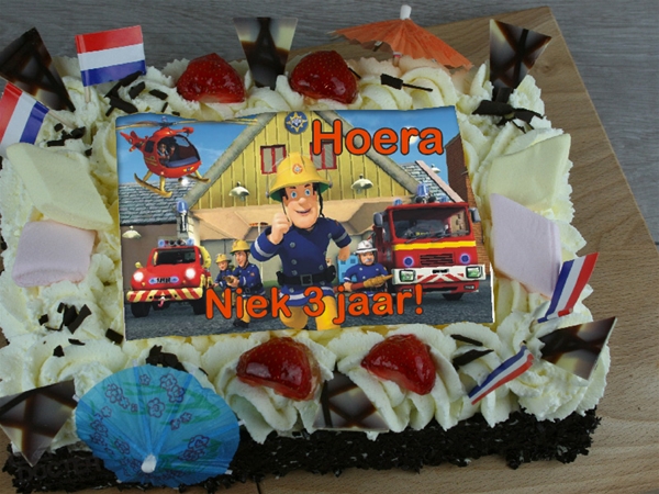 Kinderslagroomtaart brandweer