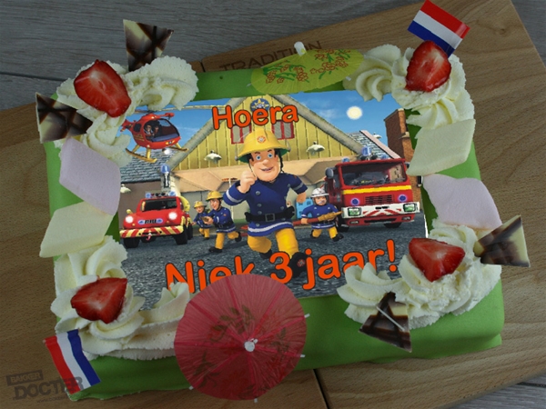 Kindermarsepeintaart brandweer